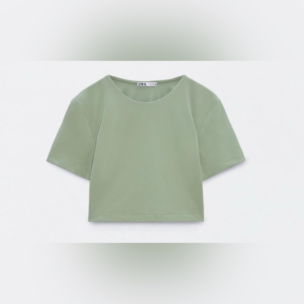 Zara Women's Sage Green Crop Top